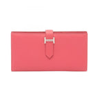 Hermes Bifold Wallet Bearn Souffle Pink Leather Rose Azalea