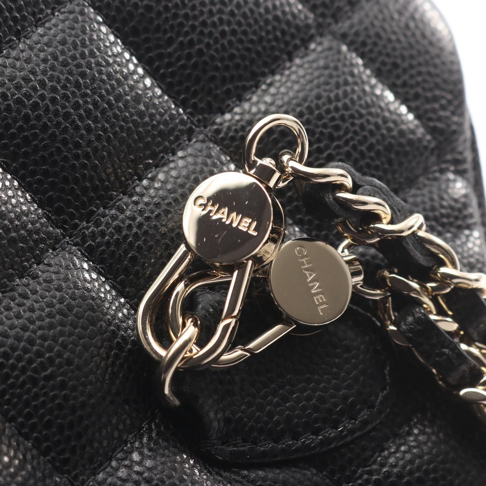 Chanel Backpack Quilted Black Caviar Leather Mini Chain — view 8