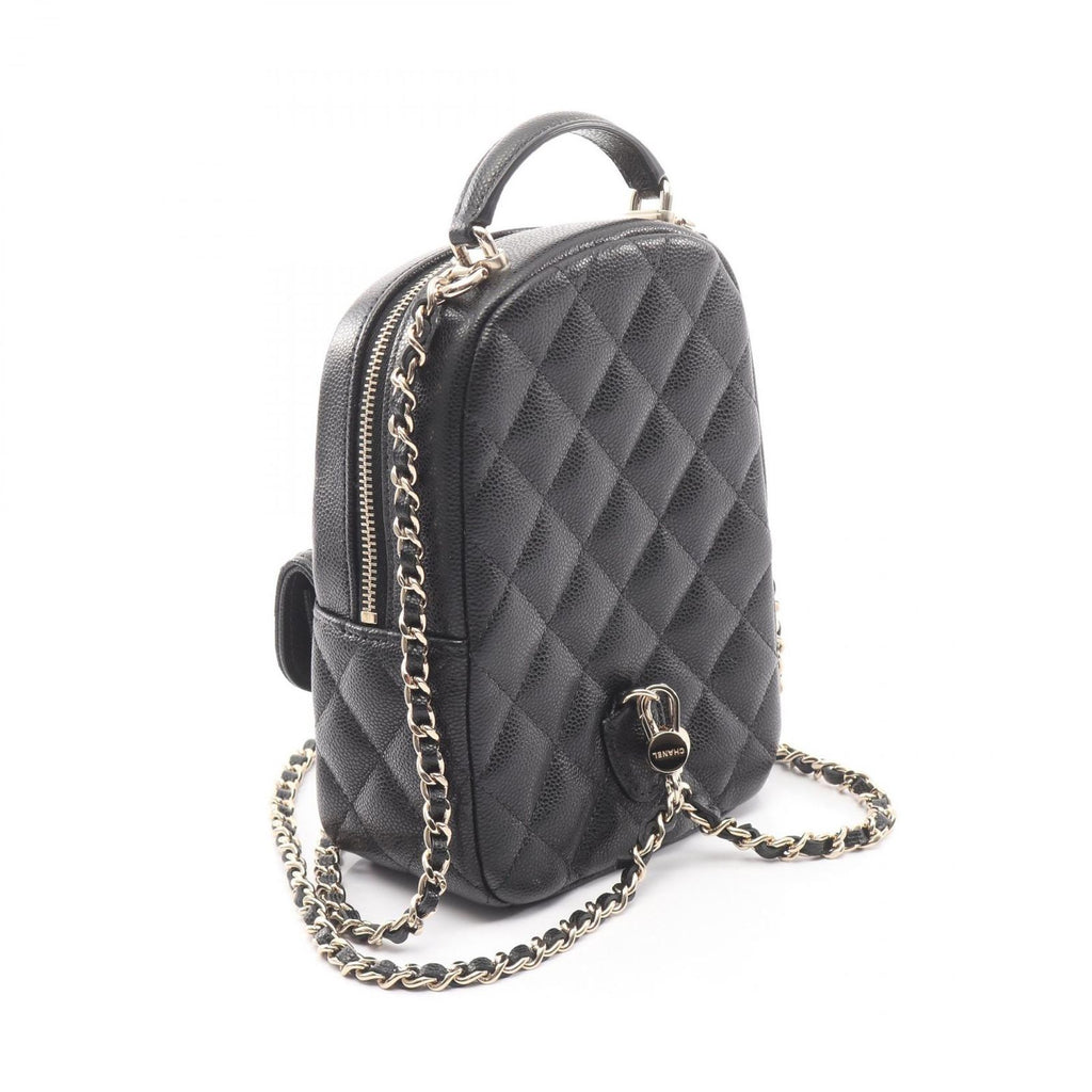 Chanel Backpack Quilted Black Caviar Leather Mini Chain — view 2