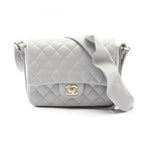 Chanel Shoulder Bag Quilted Frill Gray Lambskin
