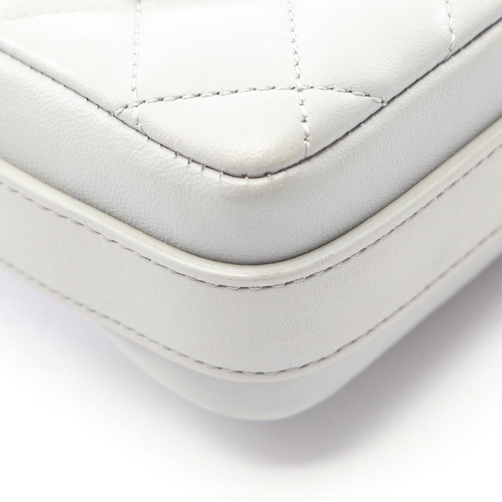Chanel Shoulder Bag Quilted Frill Gray Lambskin — view 7