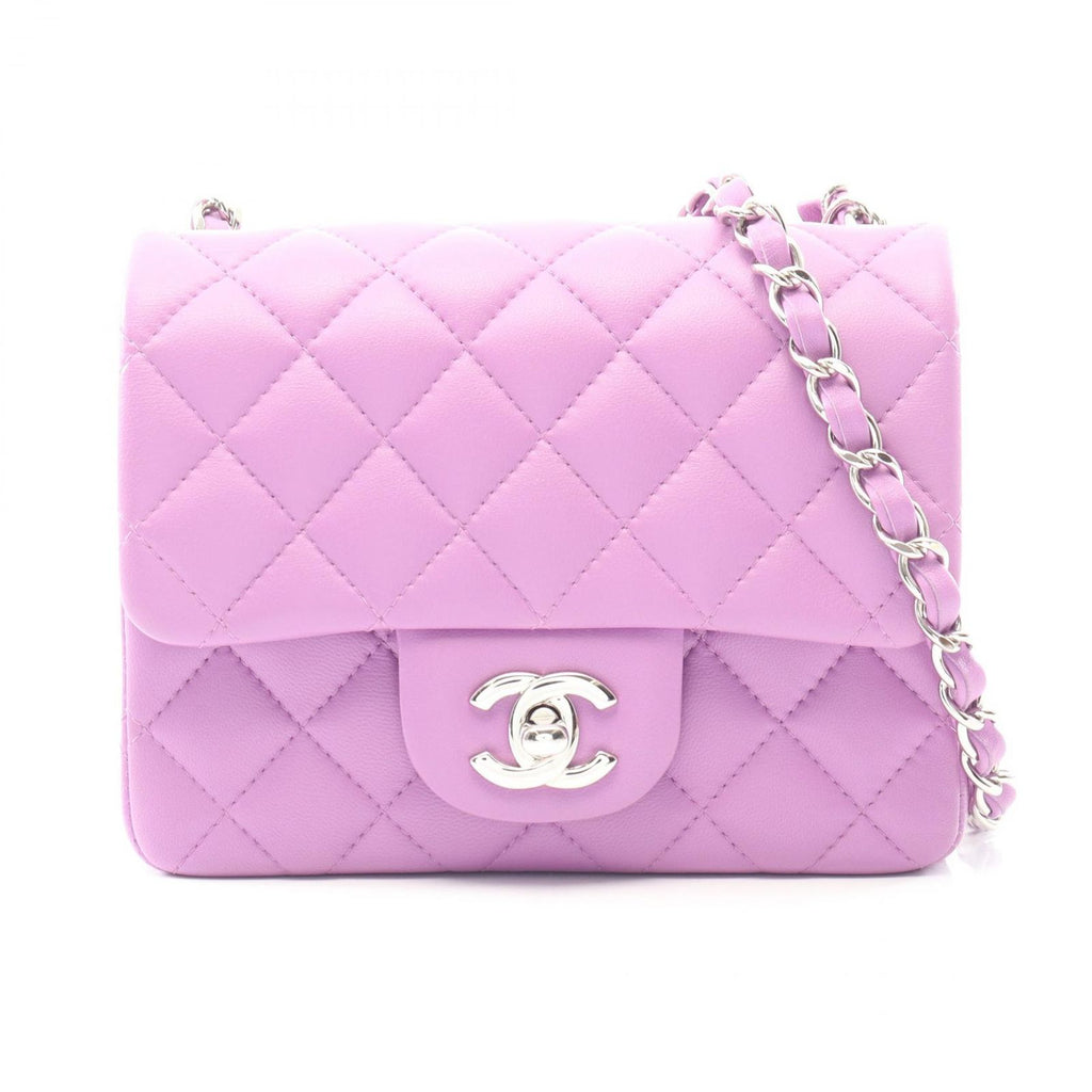 Chanel Shoulder Bag Mini Quilted Purple Lambskin Chain