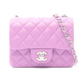 Chanel Shoulder Bag Mini Quilted Purple Lambskin Chain
