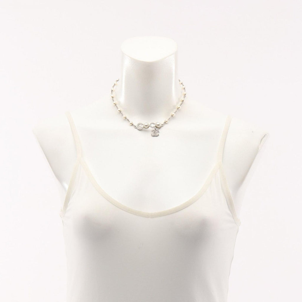 Chanel Necklace CC Logo Stainless Steel Pearl — view 6
