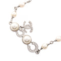 Chanel Necklace CC Logo Stainless Steel Pearl