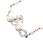Chanel Necklace CC Logo Stainless Steel Pearl