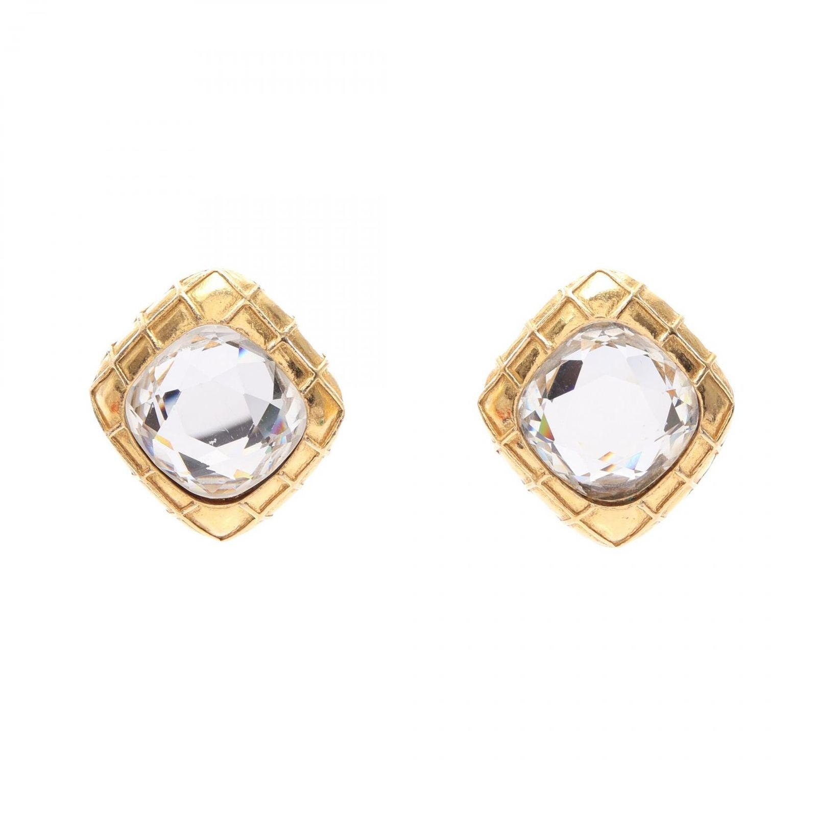 Chanel Earrings Quilted Gold
