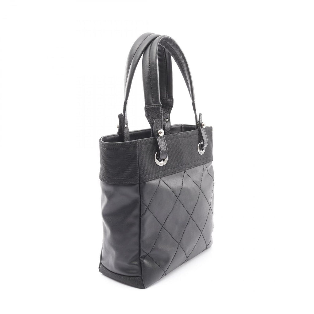 Chanel Tote Paris Biarritz PM Black Canvas Leather PM — view 2