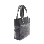 Chanel Tote Paris Biarritz PM Black Canvas Leather PM — view 2