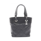 Chanel Tote Paris Biarritz PM Black Canvas Leather PM