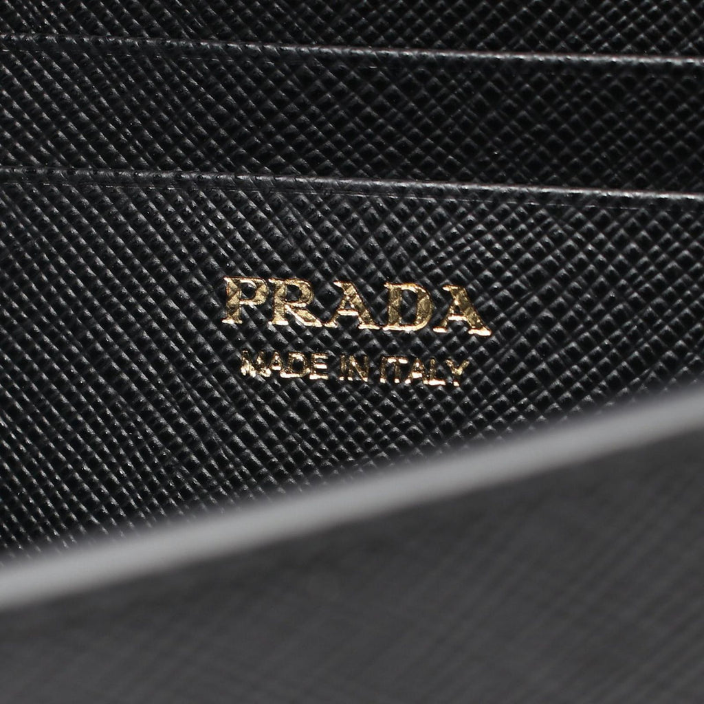 Prada Shoulder Bag Saffiano Triangle Logo Black Leather — view 4