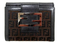Fendi Bifold Wallet Leather Canvas Zucchino Vintage Double Hook