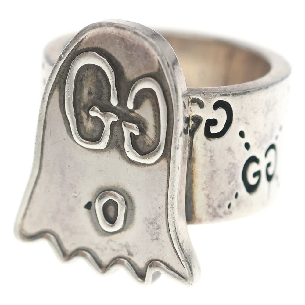 Gucci GG Logo All Over Pattern Ghost Ring Silver