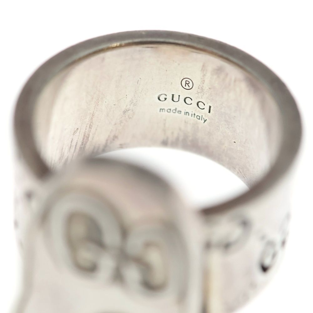 Gucci GG Logo All Over Pattern Ghost Ring Silver