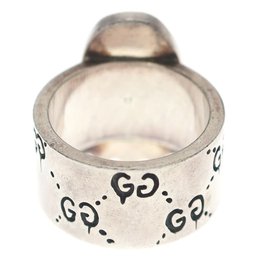 Gucci GG Logo All Over Pattern Ghost Ring Silver