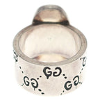 Gucci GG Logo All Over Pattern Ghost Ring Silver