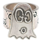 Gucci GG Logo All Over Pattern Ghost Ring Silver