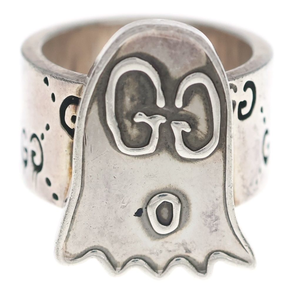 Gucci GG Logo All Over Pattern Ghost Ring Silver