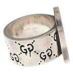 Gucci GG Logo All Over Pattern Ghost Ring Silver