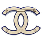 Chanel CC Logo Rhinestone Brooch Pin Badge Navy Blue — view 2