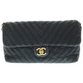 Chanel Che Blanc Chain Shoulder Bag Black Gold