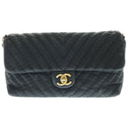 Chanel Che Blanc Chain Shoulder Bag Black Gold