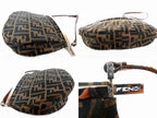 Fendi Shoulder Bag Zucca Pattern Brown Leather Canvas Clasp One Touch Silver — view 3