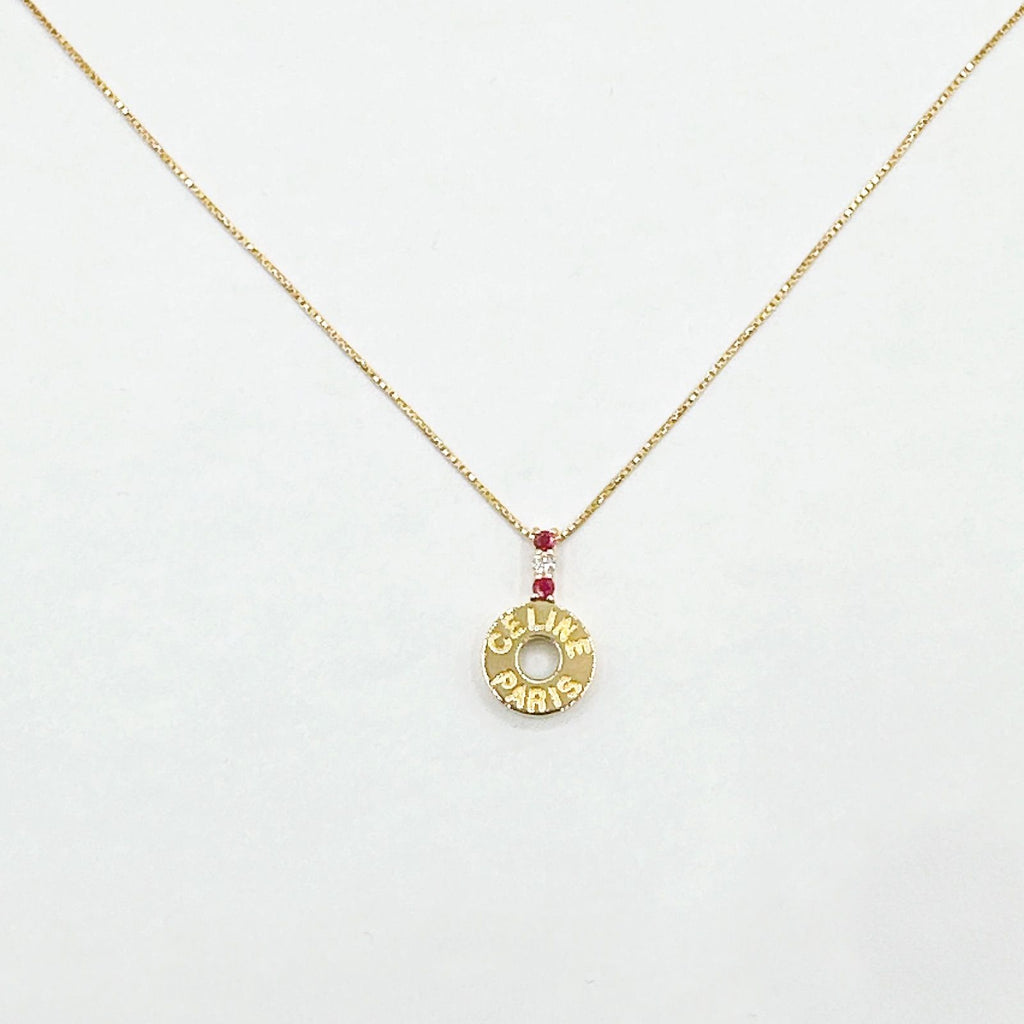 Celine Ruby Diamond Yellow Gold Necklace 42 cm — view 5