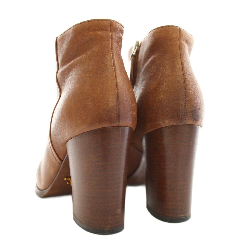 Prada Short Boots Ankle Leather 35.5 Brown YM — view 4