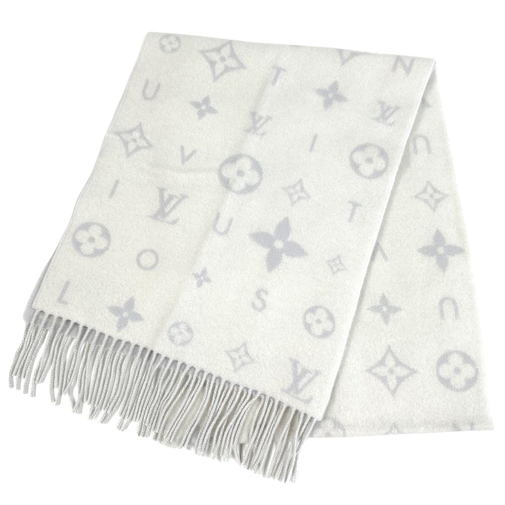 Louis Vuitton Scarf Shawl Cashmere Reykjavik Cloud Cles White Light Blue Winter