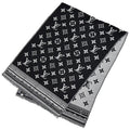 Louis Vuitton Scarf Shawl Monogram Wool Silk Etole Amazing Gram Black Gray Large