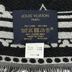 Louis Vuitton Scarf Shawl Monogram Wool Silk Etole Amazing Gram Black Gray Large — view 4