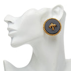 Chanel Vintage Chain Earrings Gold Black Plated — view 5