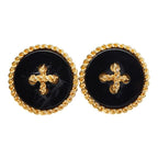 Chanel Vintage Chain Earrings Gold Black Plated — view 2