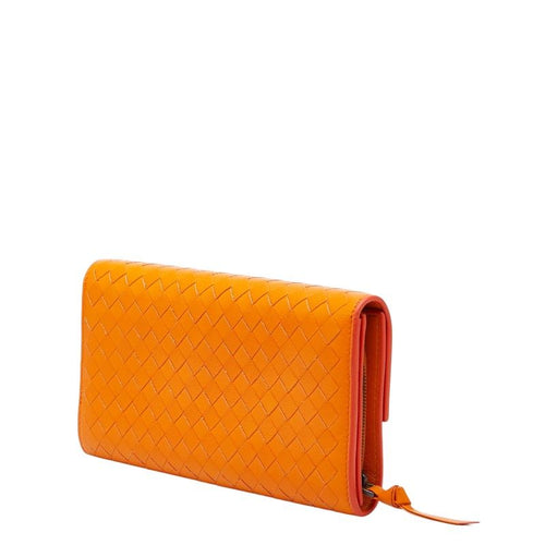 Bottega Veneta Intrecciato Wallet Orange Leather — view 2
