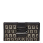 Fendi Zucchino Wallet Brown Canvas Leather