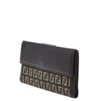 Fendi Zucchino Wallet Brown Canvas Leather — view 2