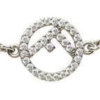 Fendi F's Logo Chain Necklace Silver Metal Cubic Zirconia — view 3