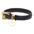 Prada Bracelet S Black Plated Saffiano Leather