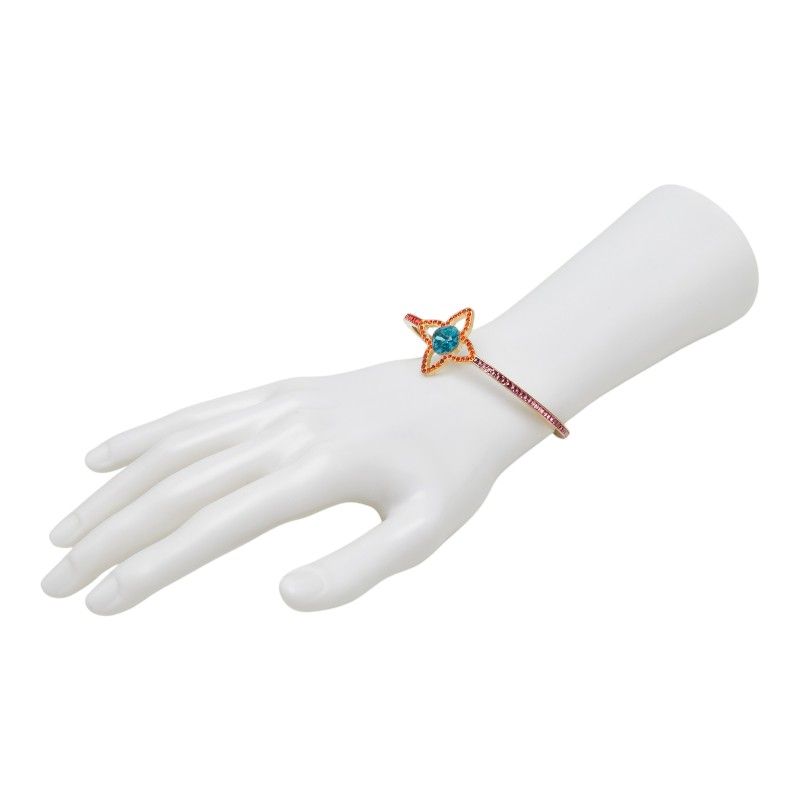 Louis Vuitton Bag Eye Candy Bangle Bracelet S Gold Multicolor Plated Rhinestone — view 6