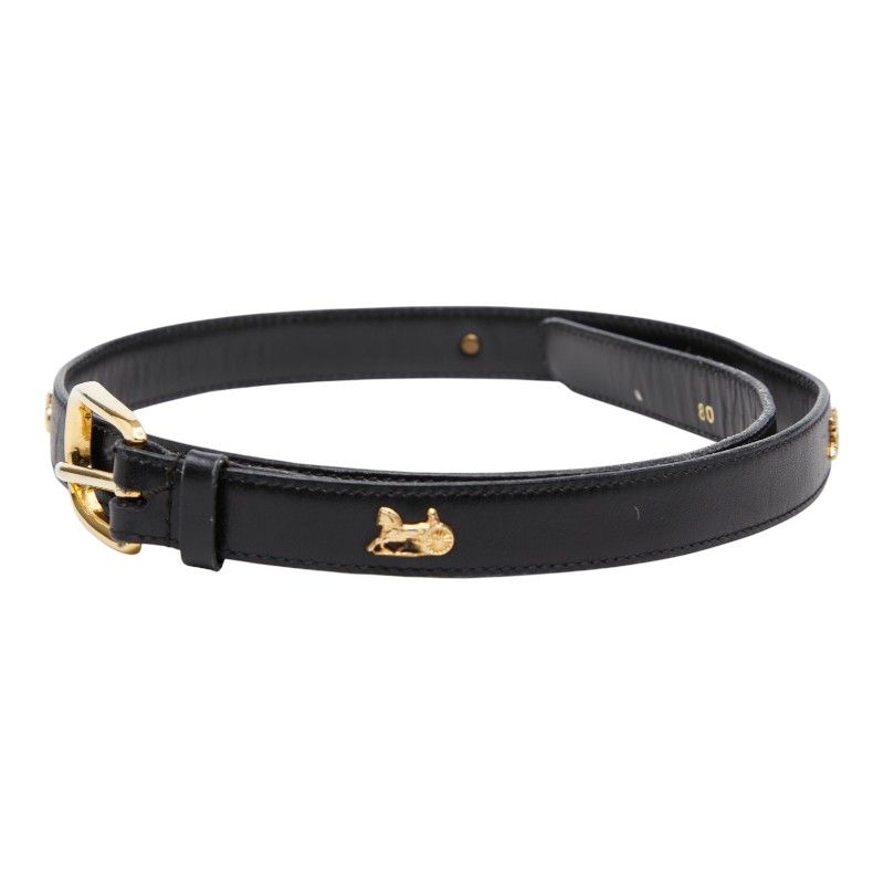 Celine Carriage Belt 80 Black Gold Leather s — view 3