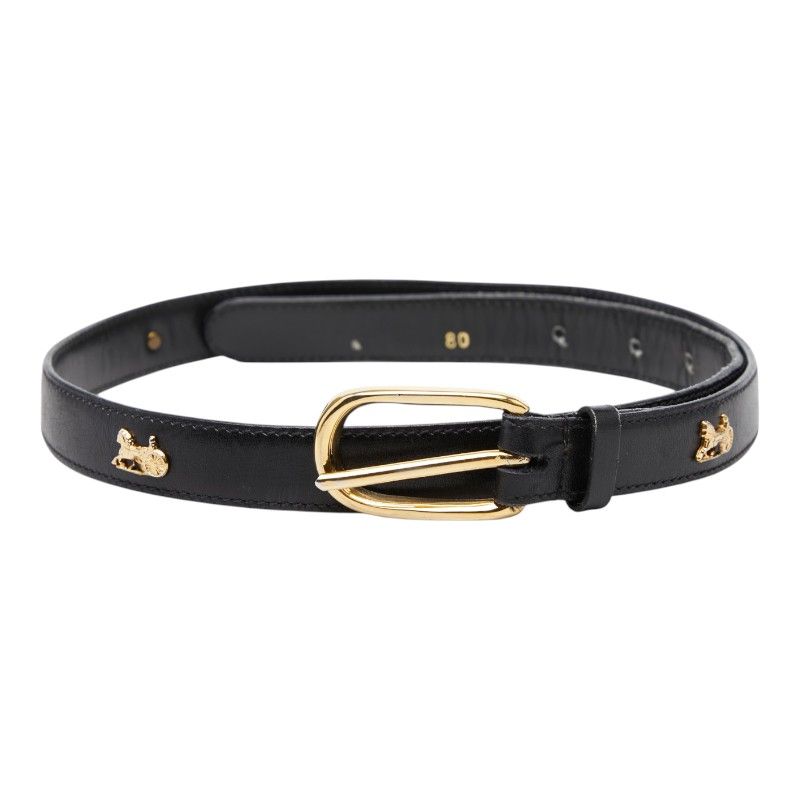 Celine Carriage Belt 80 Black Gold Leather s — view 2