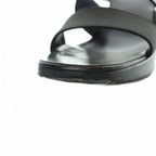 Gucci Sandals Square Toe Leather Logo Chunky Heels 36.5 Black — view 9