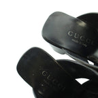 Gucci Sandals Square Toe Leather Logo Chunky Heels 36.5 Black — view 4