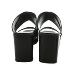 Gucci Sandals Square Toe Leather Logo Chunky Heels 36.5 Black — view 5