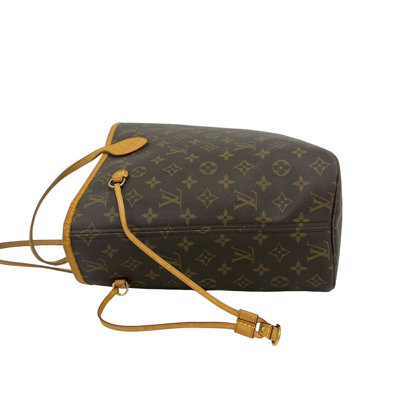 Louis Vuitton Neverfull MM Monogram Logo Pattern Leather Tote Brown — view 5