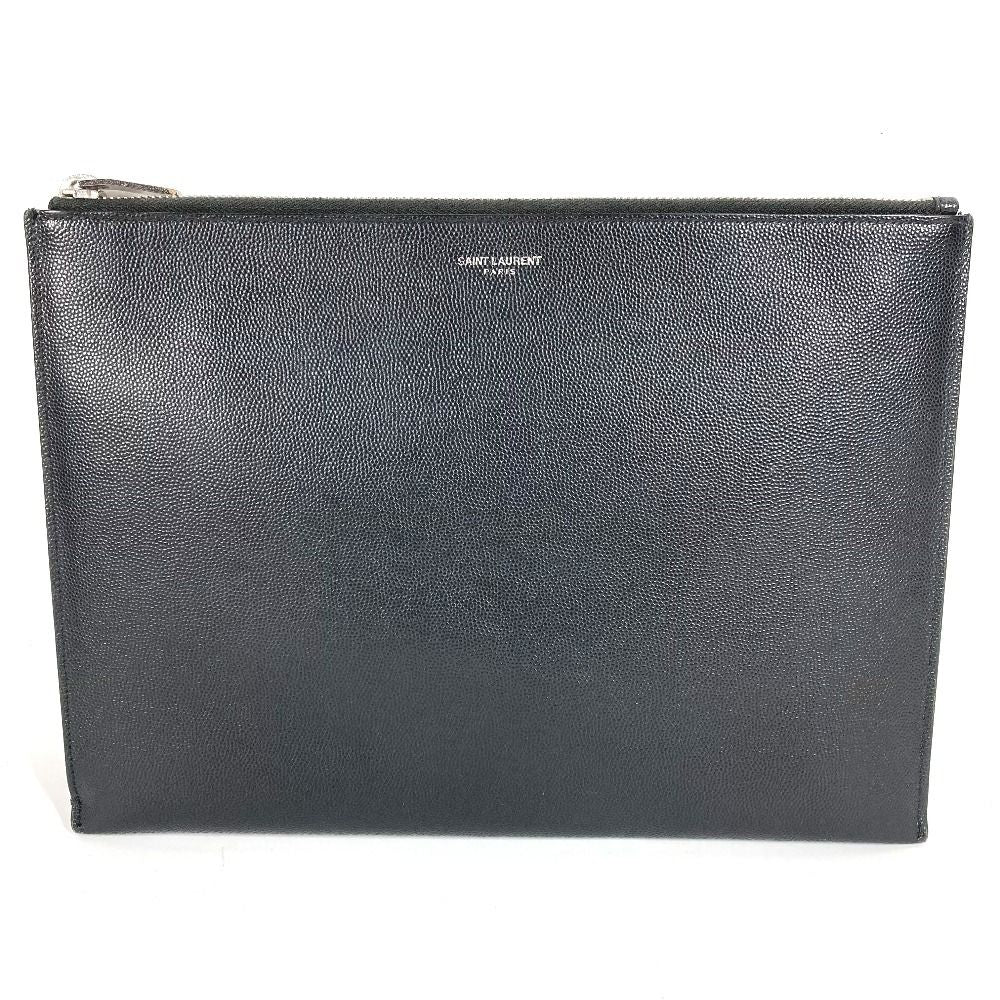 Saint Laurent Clutch Logo Leather Black