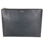 Saint Laurent Clutch Logo Leather Black
