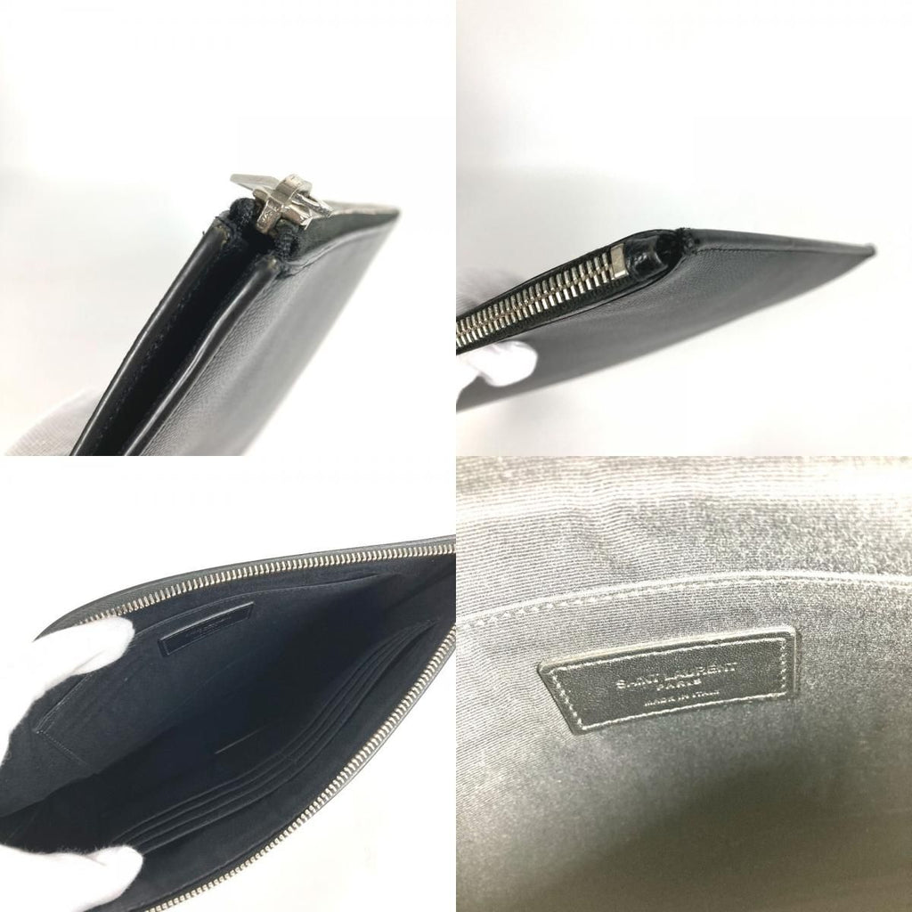 Saint Laurent Clutch Logo Leather Black — view 8
