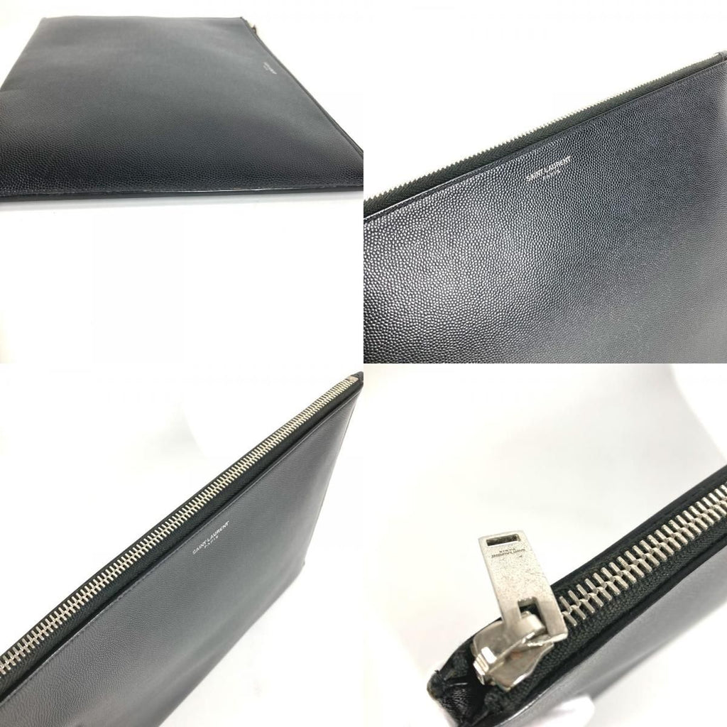 Saint Laurent Clutch Logo Leather Black — view 7
